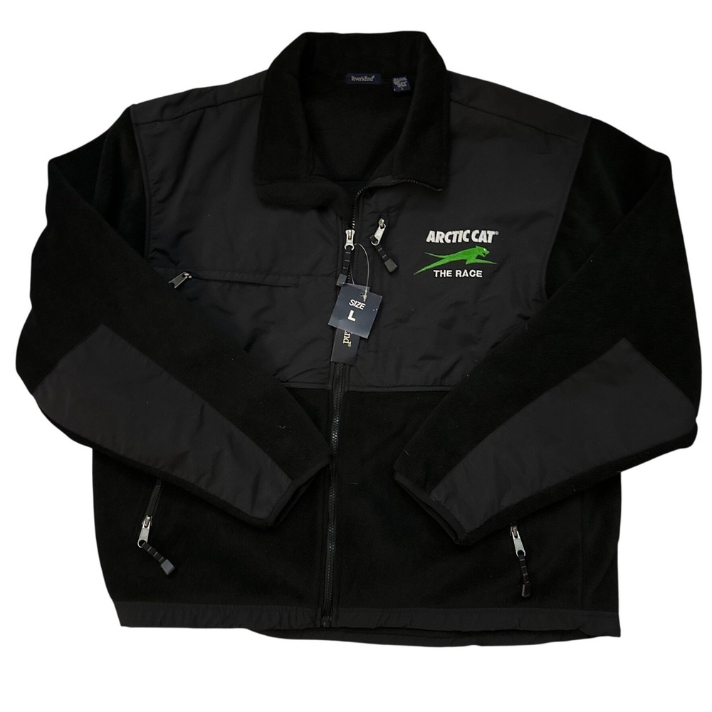 Arctic Cat The Race‎ Rivers End Fleece Jacket Mens Large Black Full Zip NWT